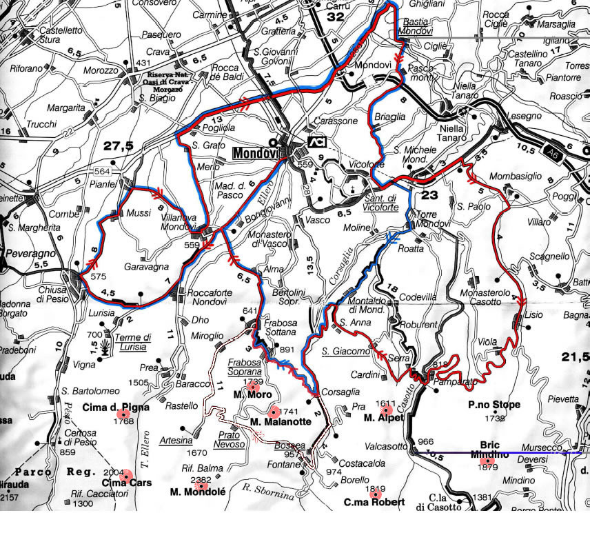 Mappa territorio Borgata Baracco